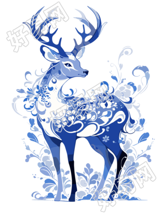 中国麋鹿平面插画元素