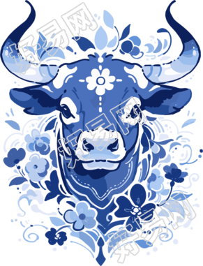 中国牛平面插图素材