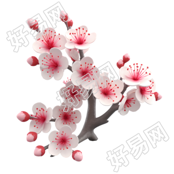 梅花分支柔和光照插画