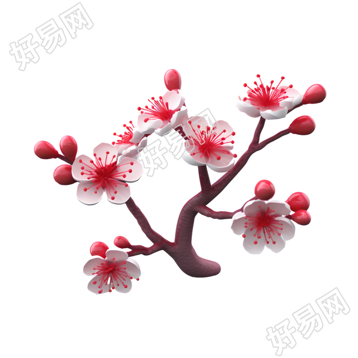粉色梅花分支插画