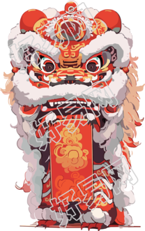 彩色中国新年狮子插画
