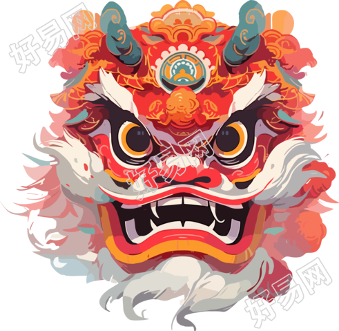 中国新年丰富多彩的舞狮插图