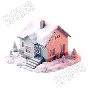 白色背景的小房子素材