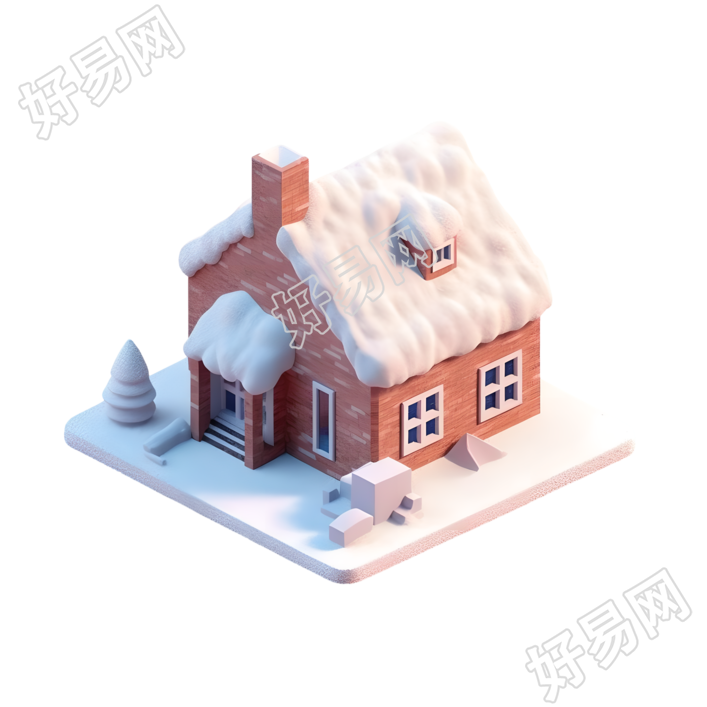 雪顶小屋的创意设计元素图形素材