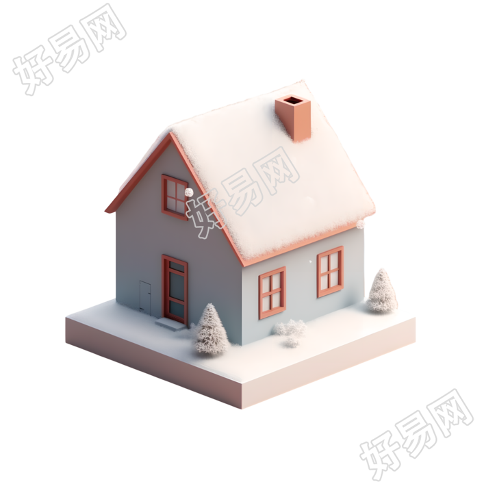 雪屋上的软彩色3D图形素材