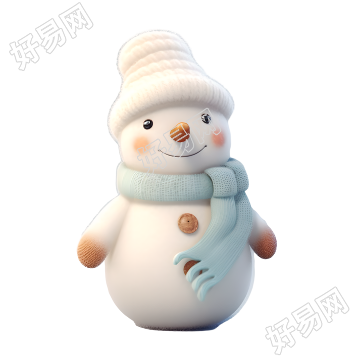 柔软色彩的小雪人插画