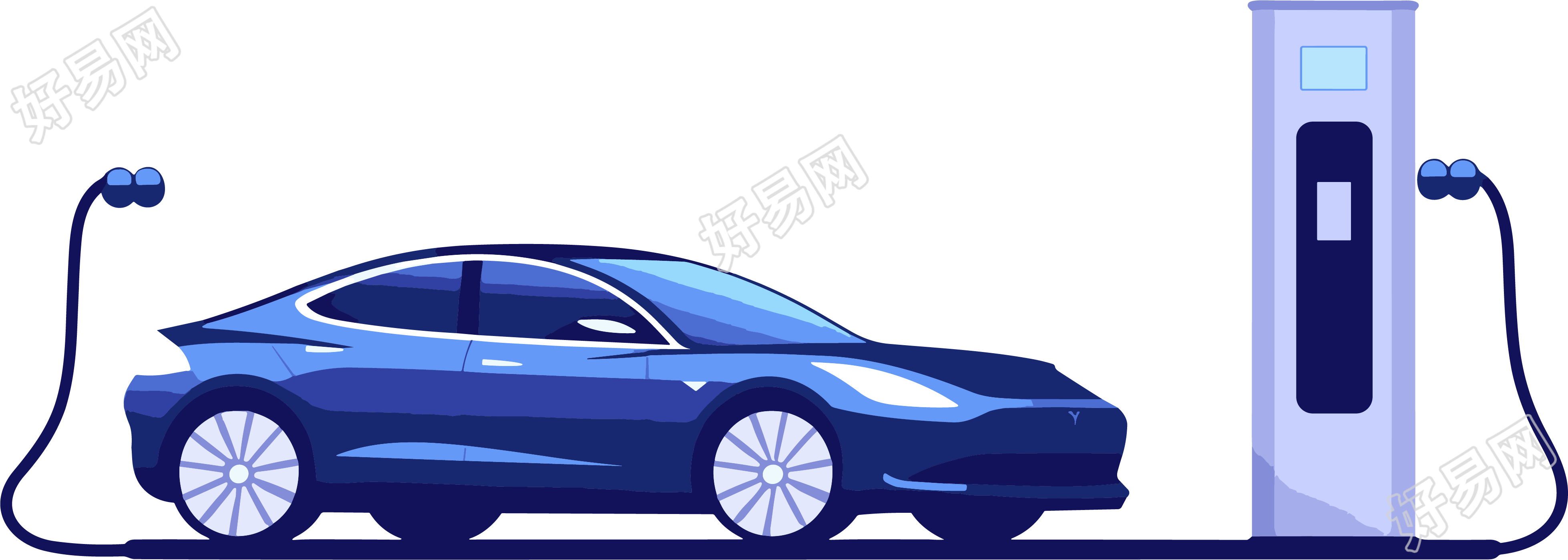 可爱卡通式电车插画