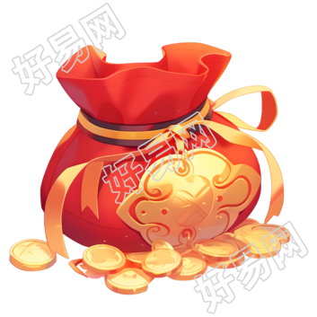 可爱卡通金色红色袋子插图