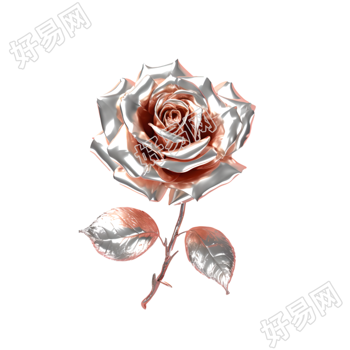 金属风格玫瑰花高清图形元素