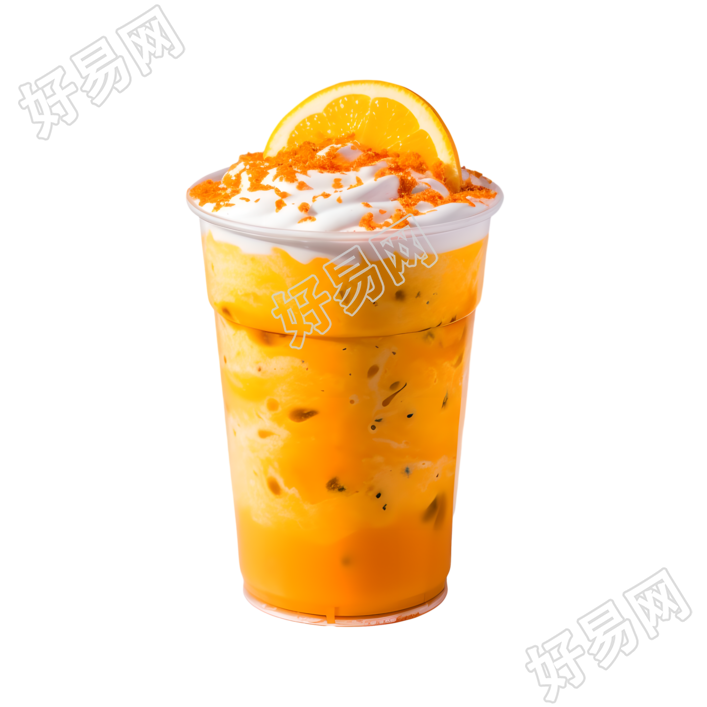 透明塑料杯装芒果奶昔插图