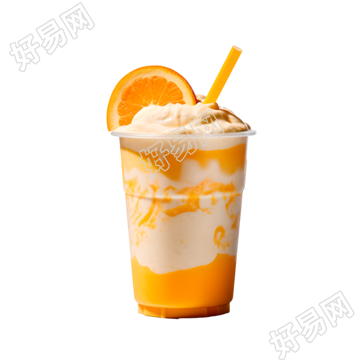 透明塑料杯装的美味奶昔商用插画