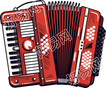 西方音乐乐器红色手风琴插图