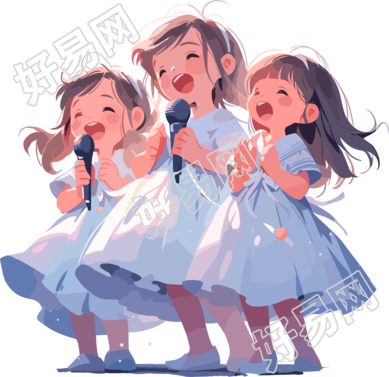 合唱的小女孩2D图形插画