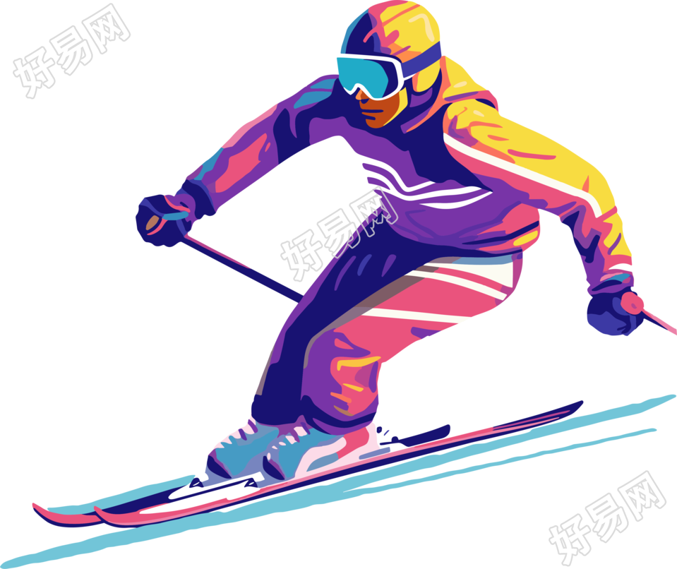 冬季高山滑雪运动员插图