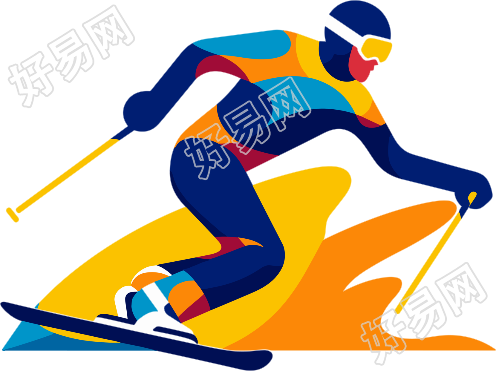 滑雪运动员插画设计元素