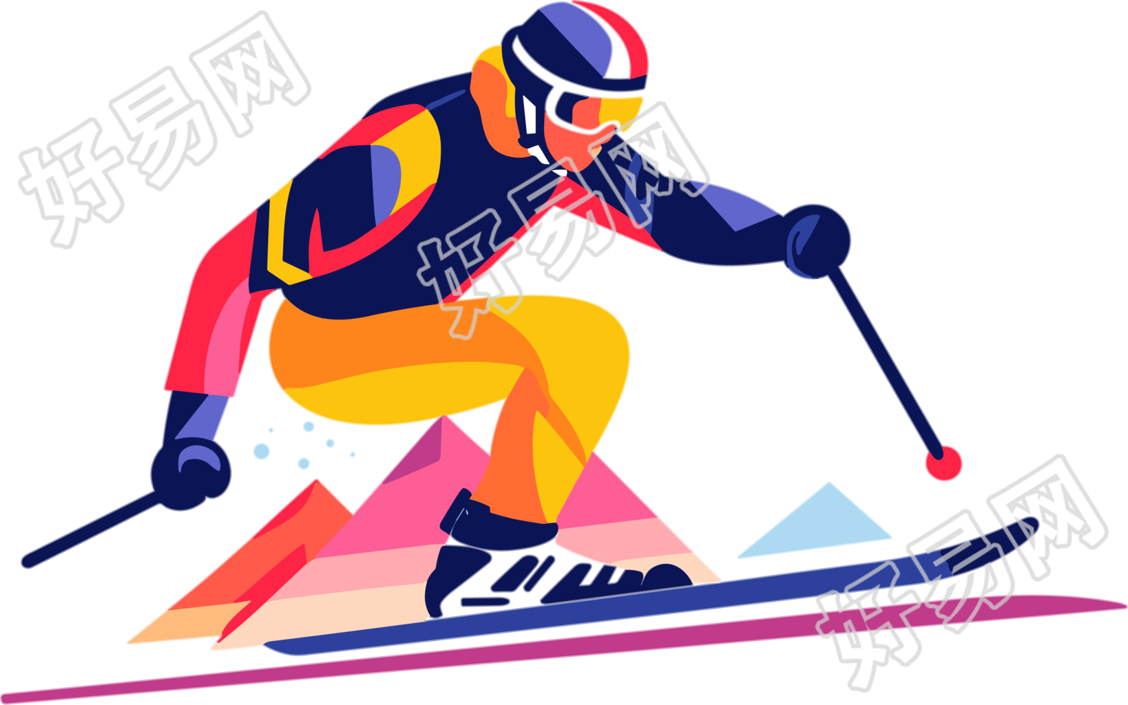 平面滑雪运动员插图素材