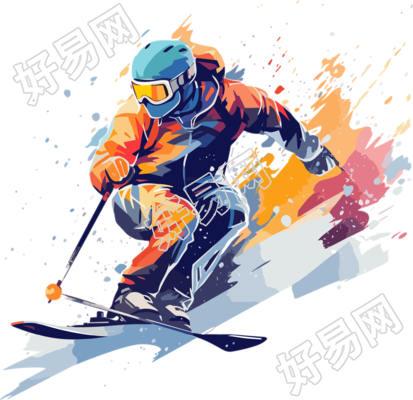 商业用途滑雪运动员插画设计