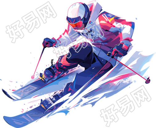 滑雪运动员平面插图