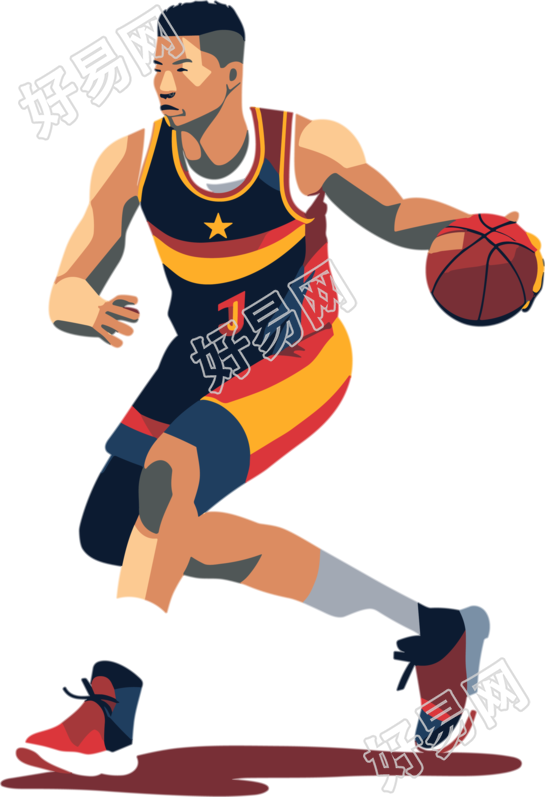 打篮球的男生平面插画设计素材