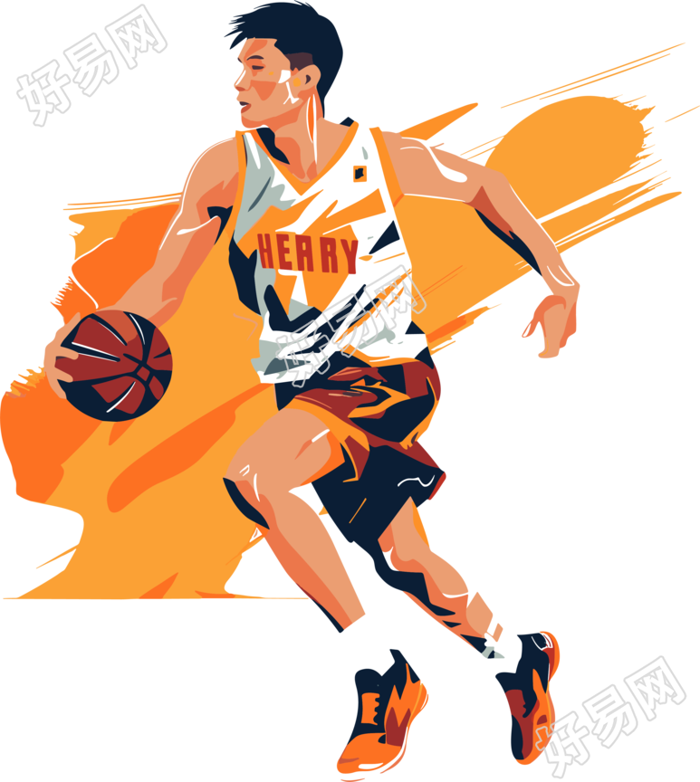 橙色系亚洲篮球运动员素材