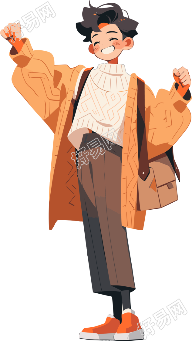 冬季穿搭男生简约插画