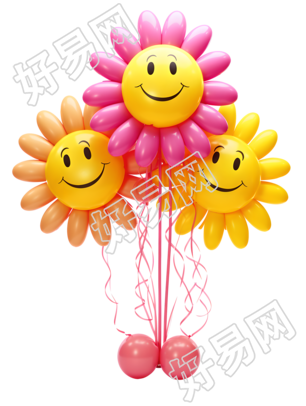 气球花鲜艳色彩的插画素材