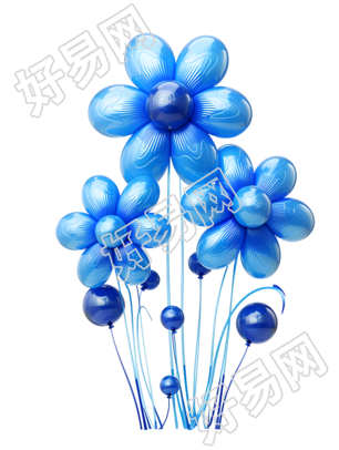 高清透明背景蓝色充气气球素材