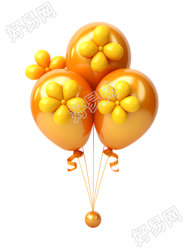 亮黄色气球花透明背景图形素材