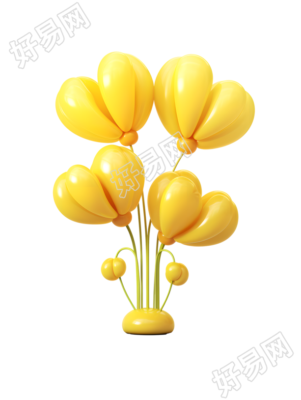 可商用黄色气球花PNG元素