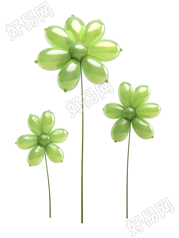 绿色气球花创意设计插画
