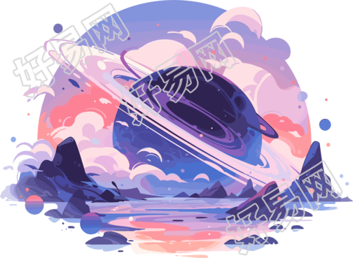 2D简约商业插画外星行星素材