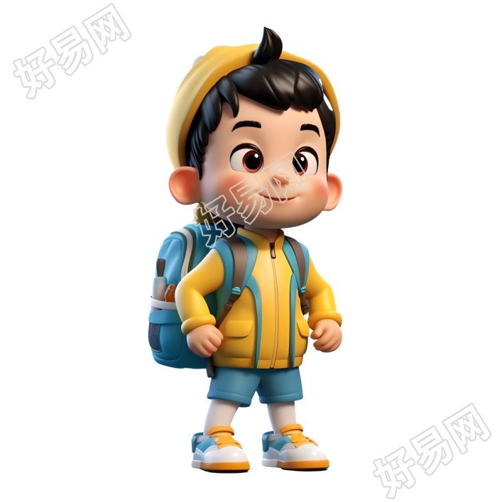 可爱运动装的中国学生盲盒素材