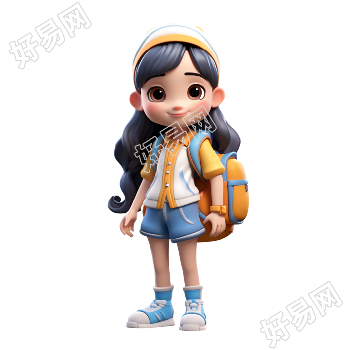 可爱中国女学生PNG插图