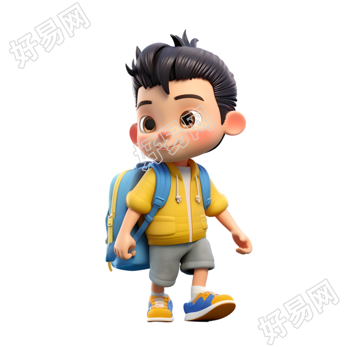 可爱中国学生3D立体图形素材