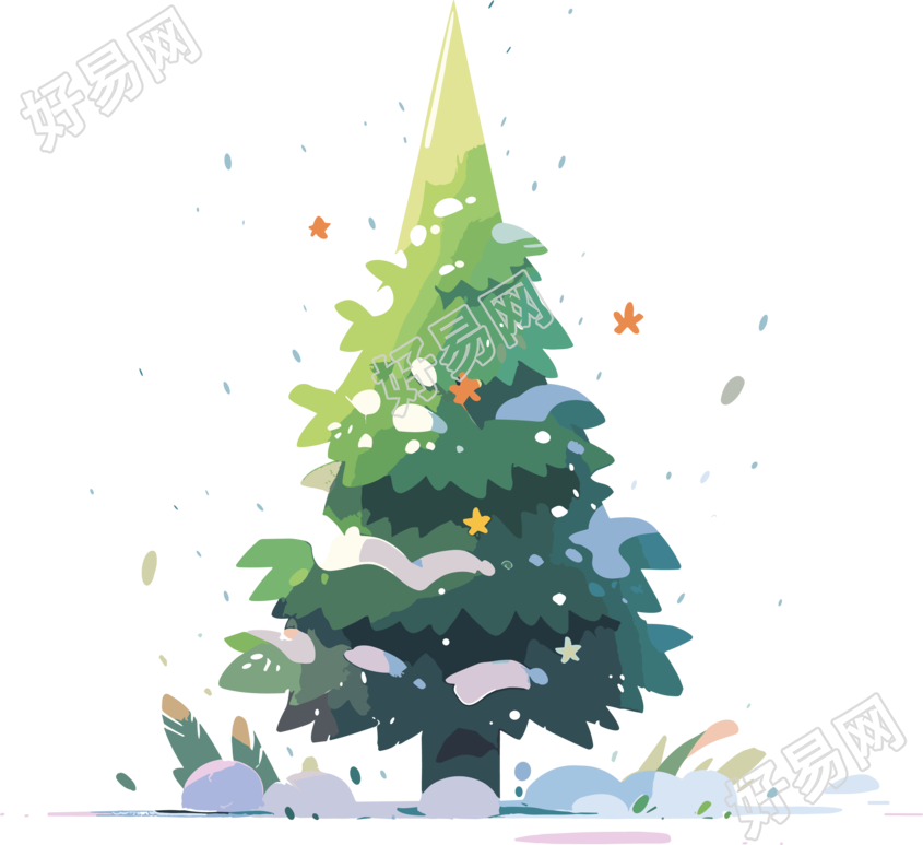 绿色圣诞树创意设计插图