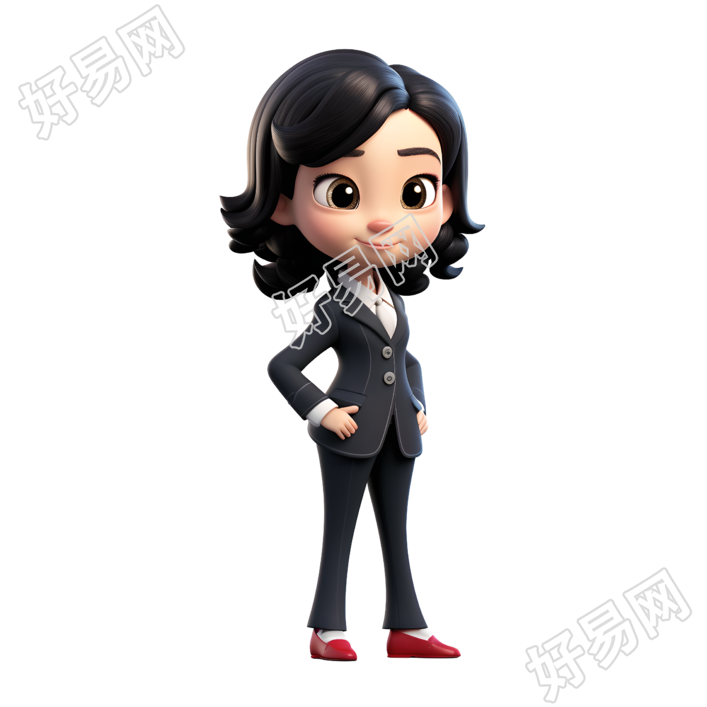 高清插画设计西装女孩PNG图形素材