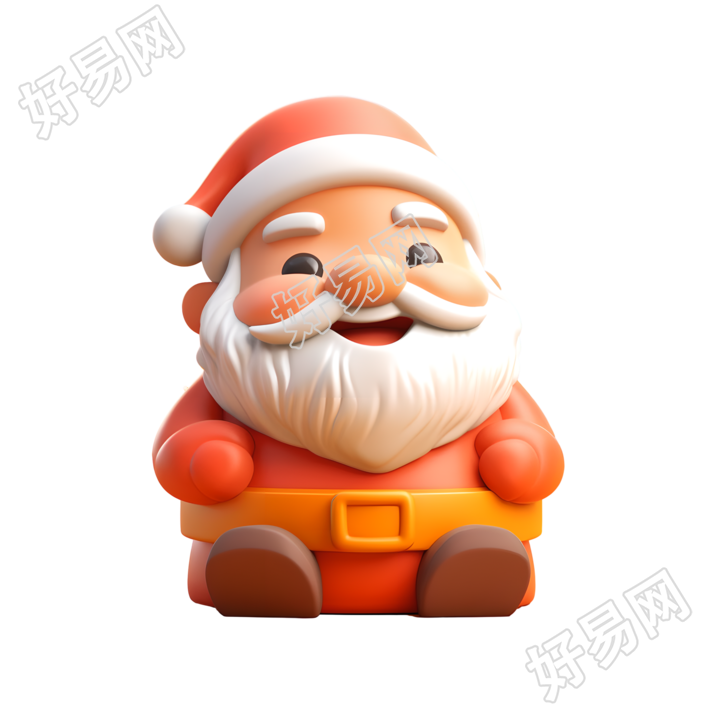 充满活力的圣诞老人3D图标插画