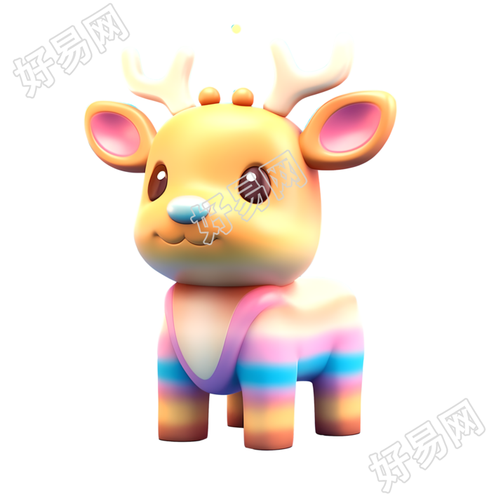渐变色麋鹿圣诞元素PNG