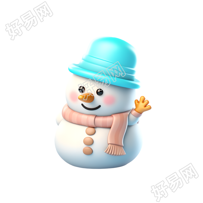 圣诞元素3D图标可爱小雪人素材