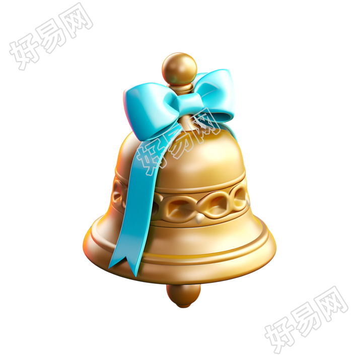 明亮色彩的圣诞铃铛3D插图