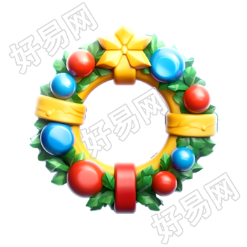 可爱风格的圣诞花环设计元素