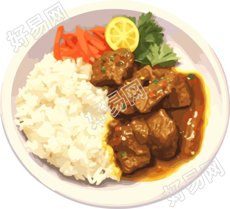 冬季烹饪红烧肉拌饭高清图形素材