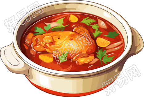 美味的炖鸡冬季美食手绘素材