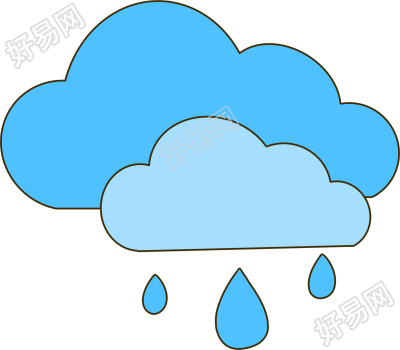 蓝灰色乌云和小雨滴手绘插画