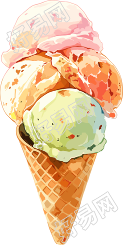 3D冰淇淋美味插画