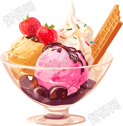 3D冰淇淋彩色插图