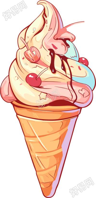 3D冰淇淋粉色插画