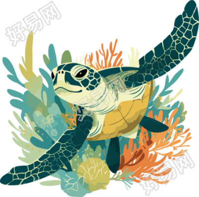 海洋海龟简单插画