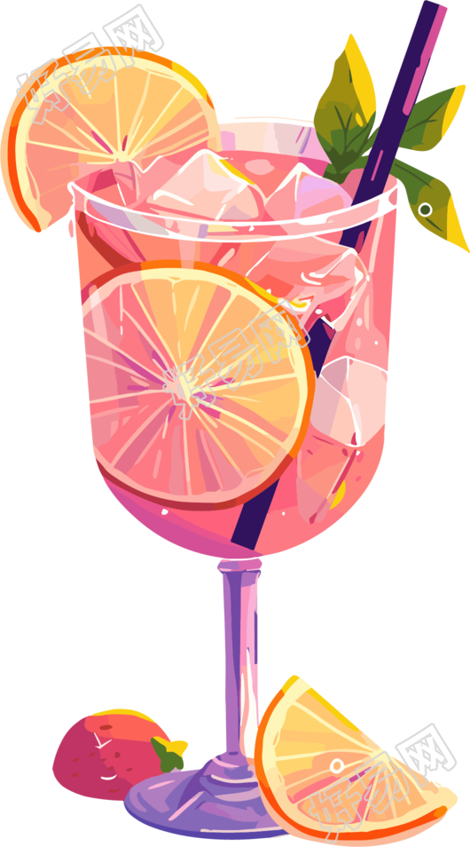 酒吧柠檬酒插画设计素材