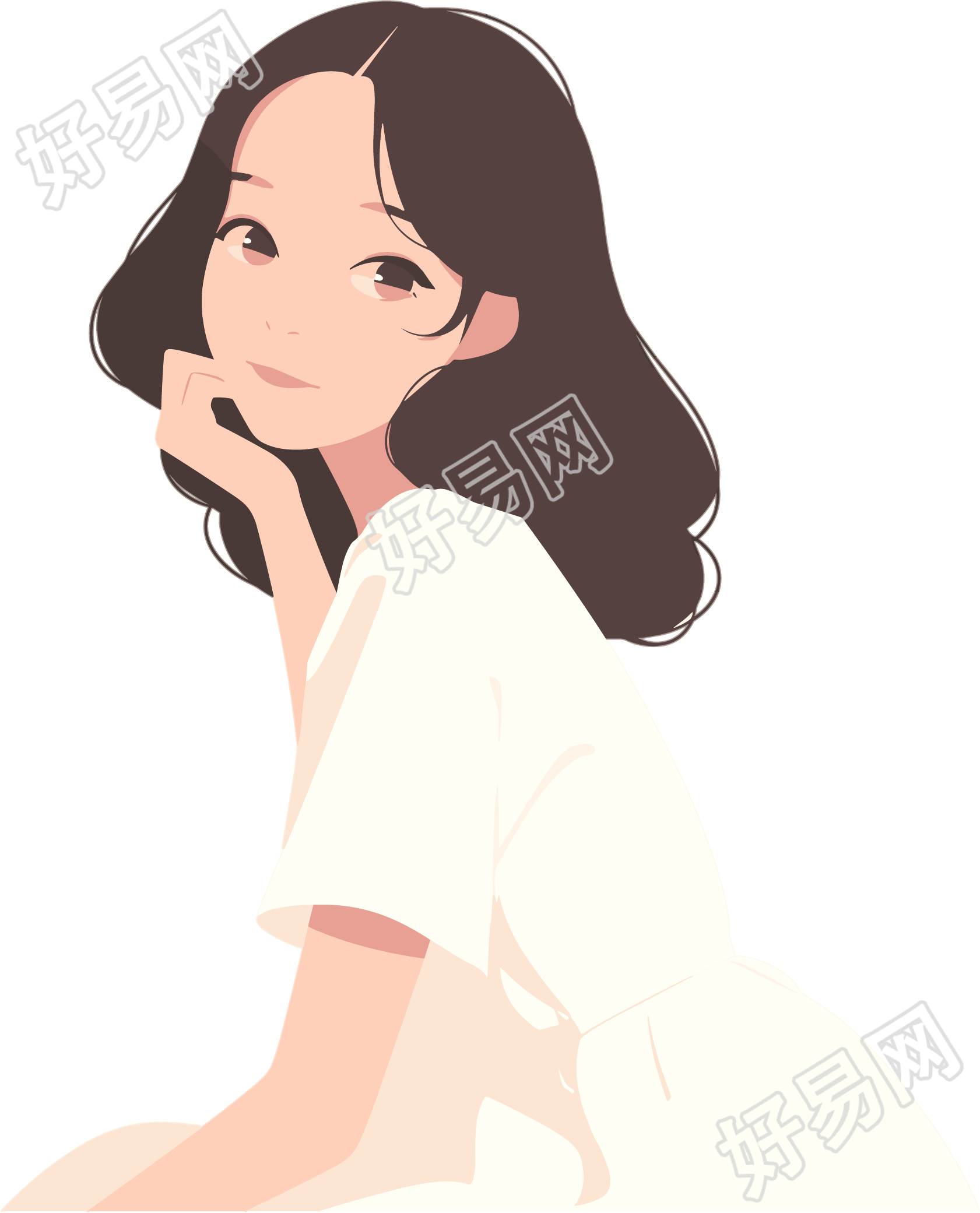 少女简洁可爱插图